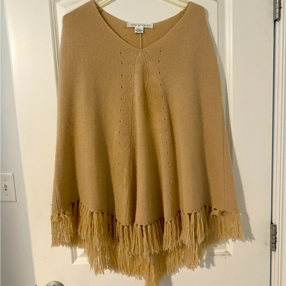 Max Studio Fringed Cashmere Poncho